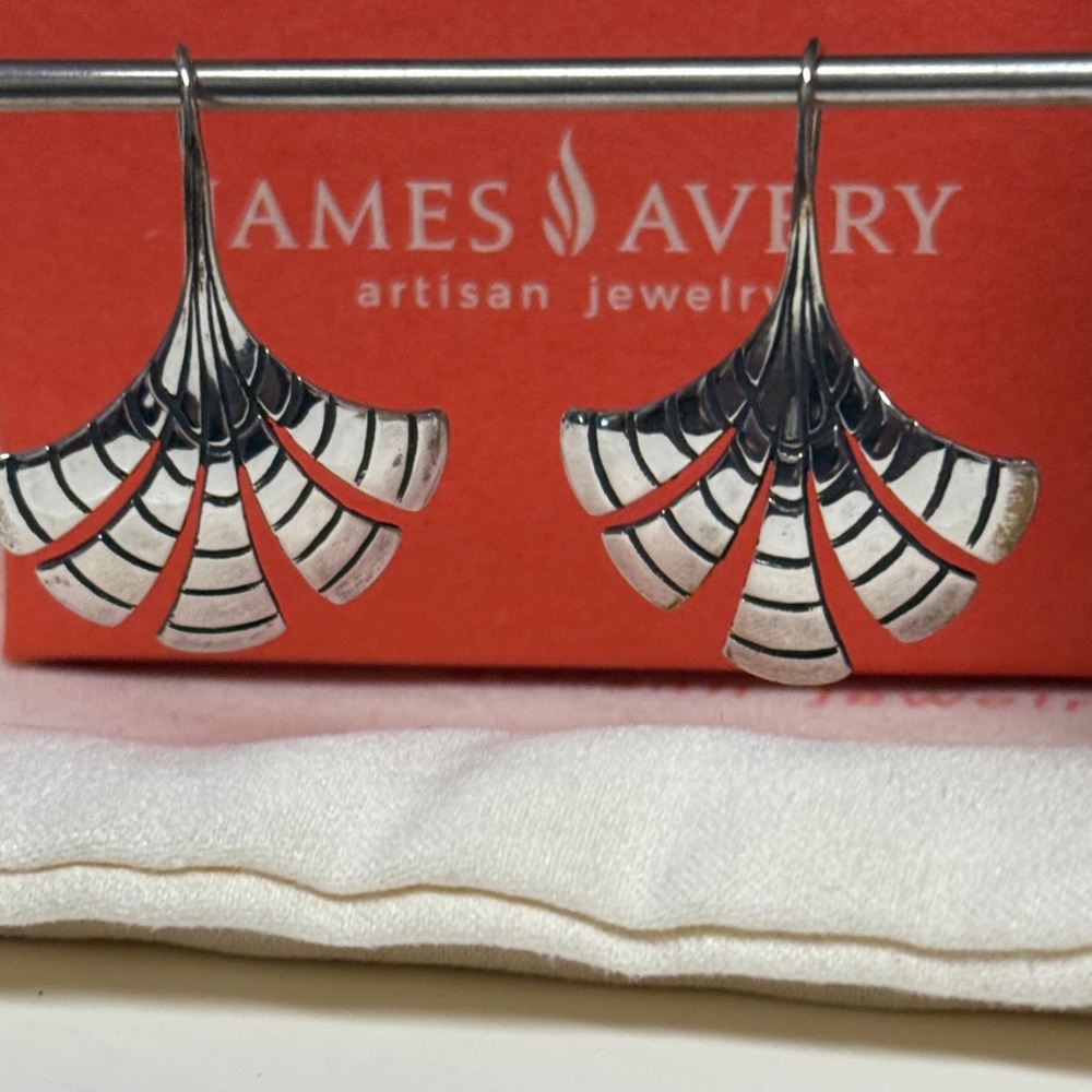 James Avery Sterling Silver Ginko Hook Earrings